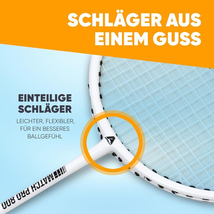 Набір для бадмінтона Apollo - 2 ракетки з карбону, сумка та воланчики, для тренувань та сімейного відпочинку