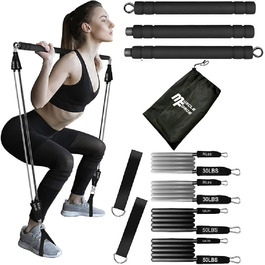 Набір Pilates Bar MuscleForge з 4 еспандерами, фітнес-набір для йоги, тренажер для талії та пресу, скульпт-стікт для домашніх тренувань для жінок і чоловіків