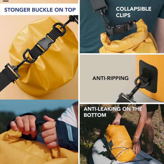 Водонепроникний мішок Unigear Dry Bag 2L/5L/10L/20L/40L для риболовлі, каякінгу, кемпінгу та пляжу з кишенею для телефону та ременями