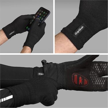 GripGrab Merino Liner: термо рукавички з мериносової вовни для велосипеда, катання, щоденного використання та походів, чорний, M/L