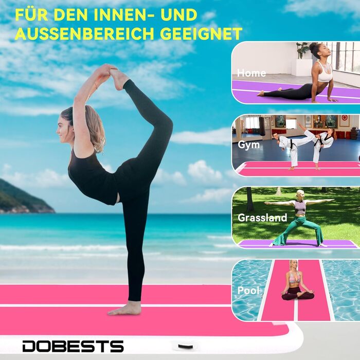 DOBESTS Airtrack Matte - Килимок для гімнастики та фітнесу, 600x100x20 см, рожевий та фіолетовий