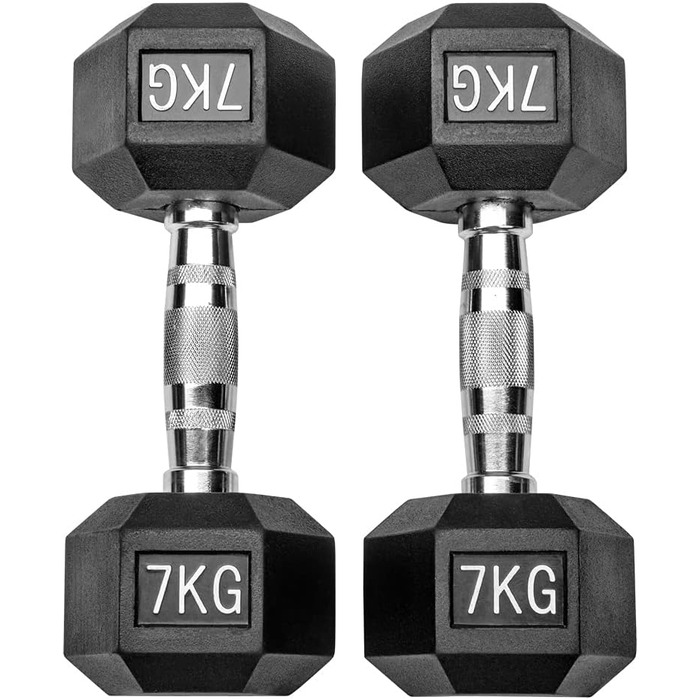 Гантелі Hexagon Studio 14 кг (2x7 кг), гумові, чорні