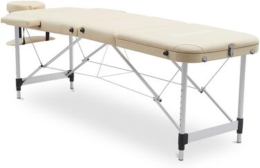 Масажний стіл SPORTINATOR® Premium 3-зонний, 4 см м'яка оббивка, регулювання висоти, навантаження до 180 кг, бежевий