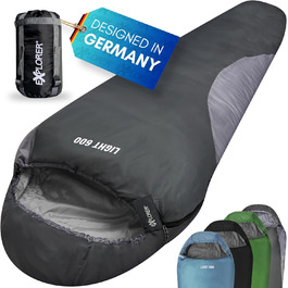 Сплячий мішок Explorer® Light 600 для літа, 210x75x50 см, 700 г, -2°C / +14°C, 120 г/м², ультралегкий, для кемпінгу та трекінгу, сірий