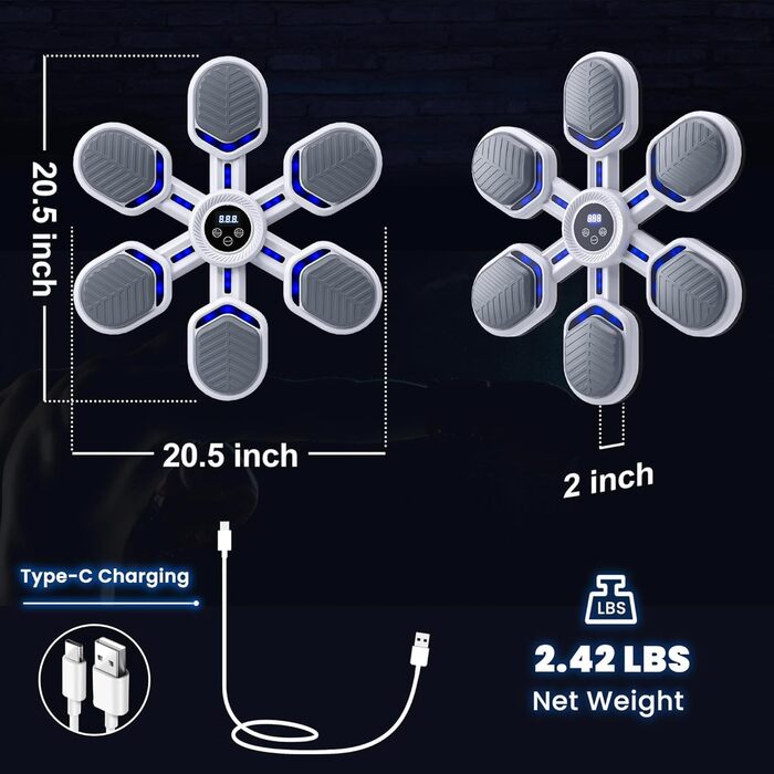 Мускульний боксерський тренажер Sunshne Smle - настінний боксерський автомат з Bluetooth, регулюванням швидкості