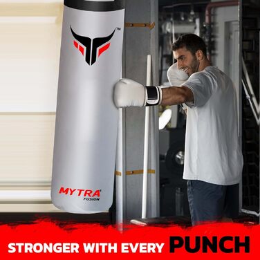 Боксерський мішок Mytra Fusion підвісний, порожній для боксу, MMA, Muay Thai, карате – 2 розміри, 152 см (білий)