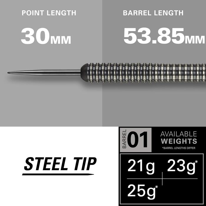 Дартс Target Phil Taylor Power 8-Zero, 80% вольфрам, сталь, 25 г, чорний титан
