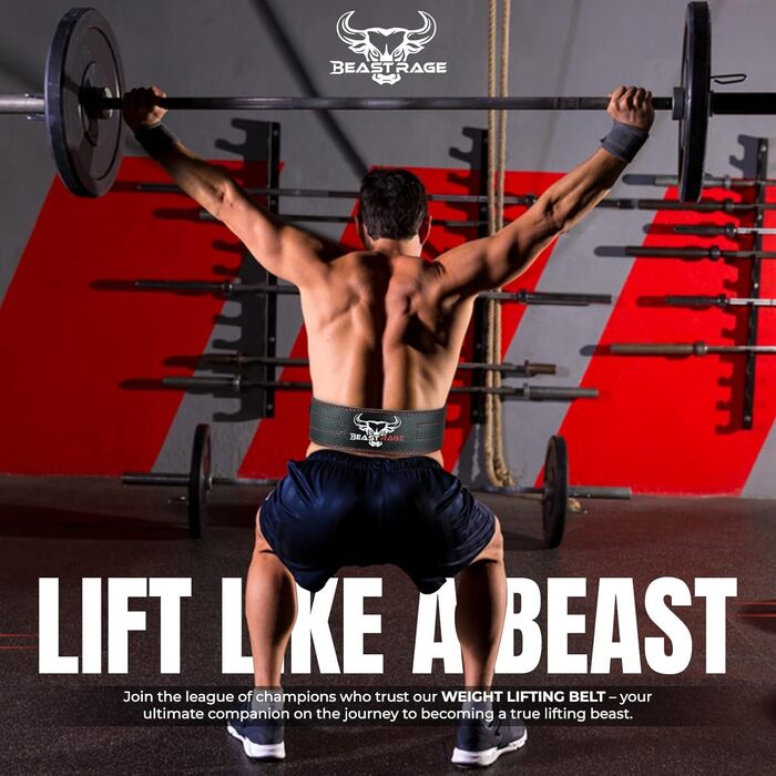 Пояс для пауерліфтингу BEAST RAGE, 5 мм, шкіряний, для чоловіків і жінок, 10,2 см, для присідань, тяги, силових тренувань