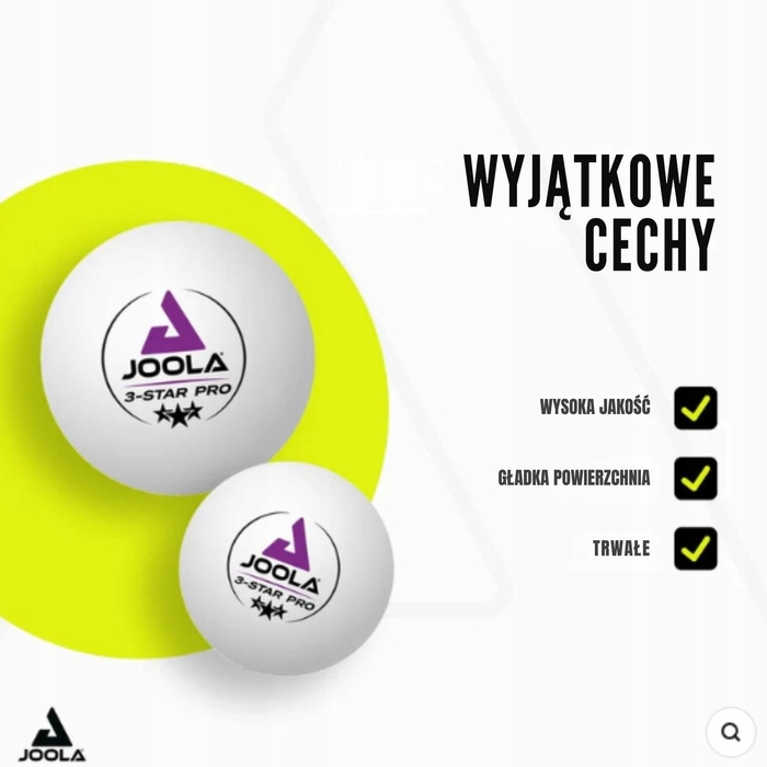 М’ячі для настільного тенісу JOOLA Pro 3 Star, білі, 24 шт.