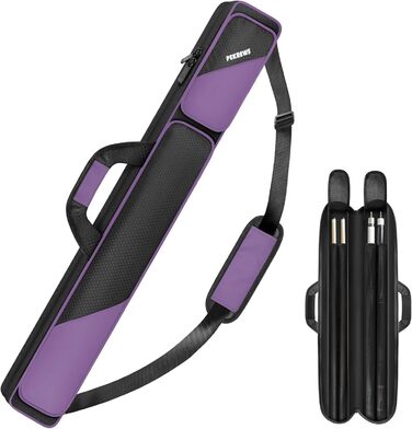 Чохол для більярдних київ PEKREWS, 2x2 на 2 киї з кишеньками для аксесуарів, міцний поліестер, з ременем та ручкою, м'який рюкзак для чоловіків та жінок, фіолетовий/чорний