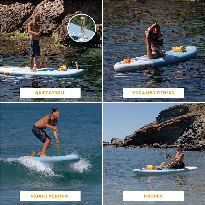 SUP-дошка HUIIKE з аксесуарами: весло, сидіння-каяк, синя, для стоячого веслування, висока стійкість