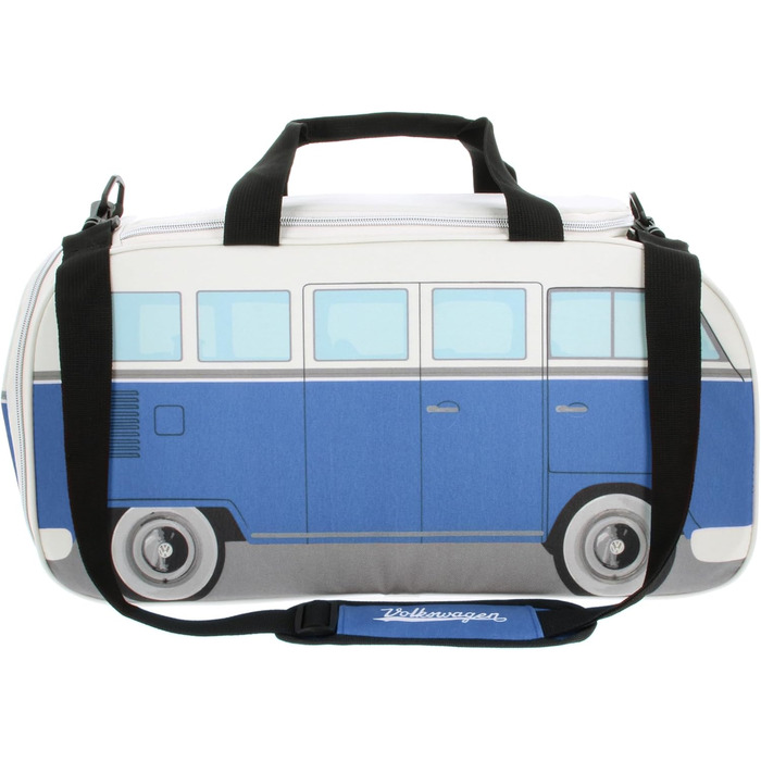 Сумка BRISA VW Retro-Sport у формі автобуса Volkswagen T1 Bulli, синьо-бежева, мала (50x25x26 см), через плече, для фітнесу