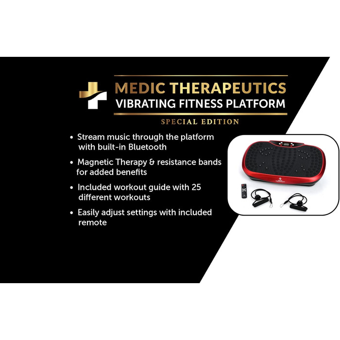 Вібраційна платформа Medic Therapeutics, чорна, для фітнесу та реабілітації