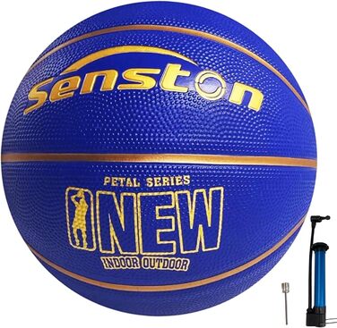 Баскетбольний м'яч Senston, розмір 7, з насосом, для дорослих та підлітків (синій)