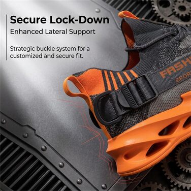 Кросівки чоловічі/жіночі спортивні для бігу та фітнесу Turnschuhe G133 сіро-помаранчеві, дихаючі, легкі, з амортизацією, розмір EU 43
