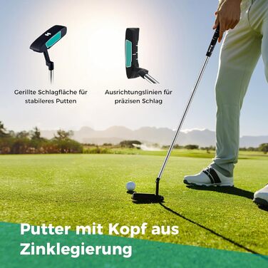 GYMAX Комплект гольф-клубу для чоловіків, повний набір гольф-клубу з драйвером #1, фейрвеєм #3, гібридом #5, залізом #5, #6, #7, #8, #9, #P, #S, паттером, 3 чохлами та переносною сумкою (зелений)