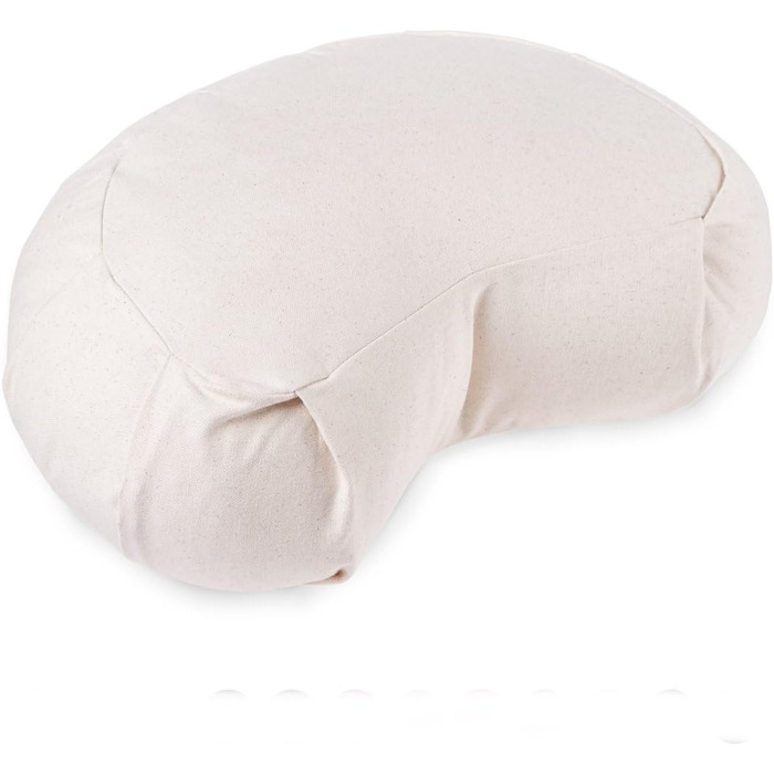 Подушка для медитації Lotuscrafts Zafu напівмісяць, 15 см, з наповнювачем з пшениці, бавовна органічна, сертифікат GOTS