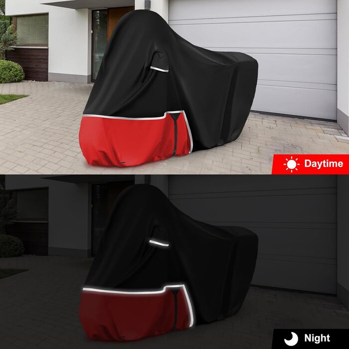 Водонепроникний чохол для мотоцикла Piaggio MP3 400/500 (з багажником) - чорний/червоний, 420D Oxford, зимовий, захисний