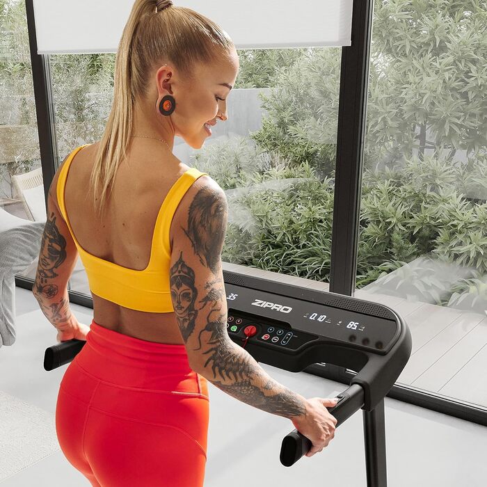 Бігова доріжка ZIPRO Pulse для дому, електрична, складана, з нахилом, швидкість 1-12 км/год, до 130 кг, 15 рівнів нахилу, амортизація, компактна, для дому