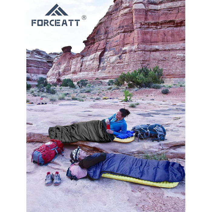 Спальник Forceatt Winter -7℃ до 20℃ (2.4 кг, 210x80 см) Мумія, легкий 4 сезони, водонепроникний, для кемпінгу, туризму, блакитний