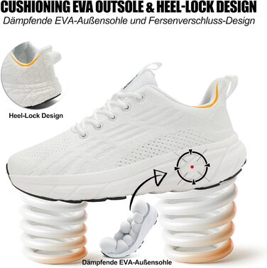 Кросівки для бігу та повсякденного носіння Unisex, білі, 37-46 EU. Зручні, з амортизацією, широка колодка, для фітнесу, тренувань, ходьби.