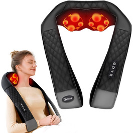 Масажер для шиї KNQZE® з підігрівом 2025, 4D Шиацу масажер для шиї, плечей та спини, знімає напругу, глибокий масаж, подарунок для жінок/матусь/батьків 2025, оновлена версія