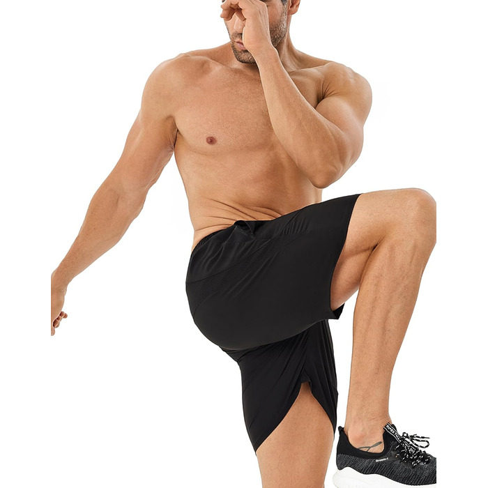 Шорти спортивні чоловічі HOPLYNN 2 шт. з кишенею на блискавці, швидковисихаючі, чорні