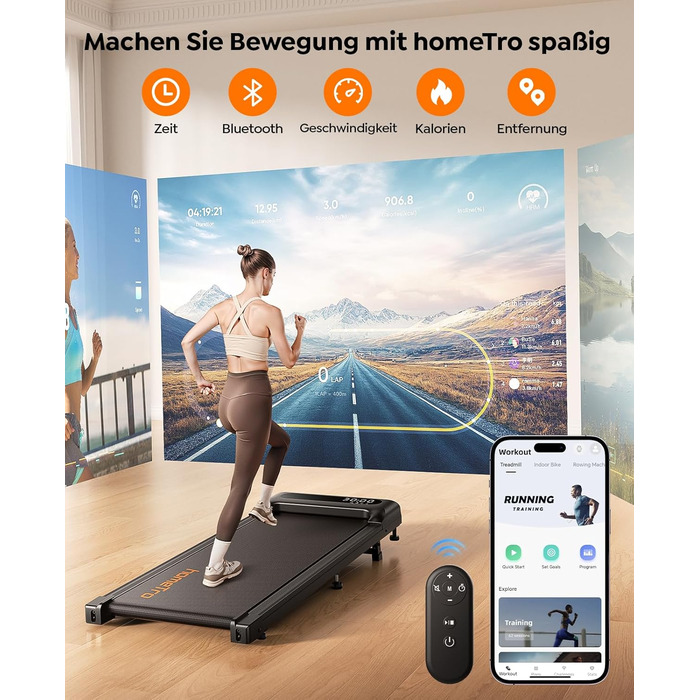 Електрична бігова доріжка Walking Pad для дому з пультом, компактний тренажер під стіл для фітнесу