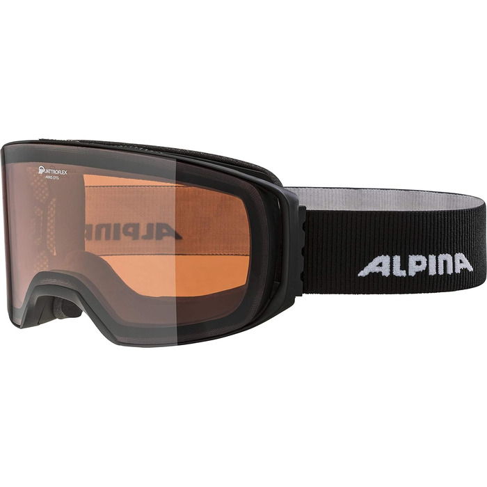 ALPINA ARRIS Q – Дзеркальна поляризована лижна маска OTG для дорослих, 100% UV-захист, чорна матова