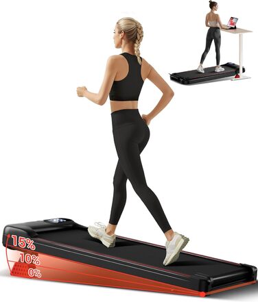 Ходьба-біговий тренажер з нахилом 15%, швидкість 8-10 км/год, для дому, з трійною амортизацією та тихим 2.5PS мотором, стіл для бігу, максимальне навантаження 136 кг, 8 км/год