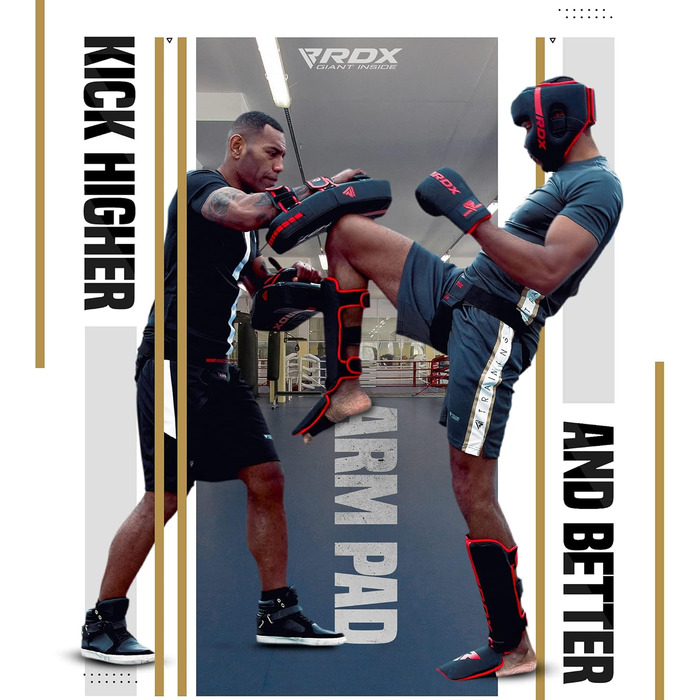 Шлагбало RDX для бойових мистецтв: кікбоксинг, муай-тай, ММА. Кара-шкіряне ударне подушечка, бокс, тренувальні подушечки, тайські подушечки