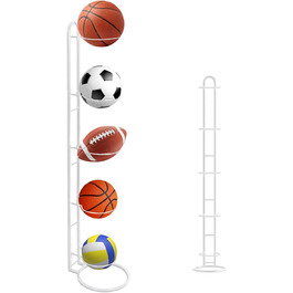 Підставка для м'ячів XIAQICA: тримач для 5 м'ячів, знімна конструкція, стабільна та міцна. Підходить для баскетболу та футболу (білий)