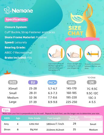 Інлайнери NEMONE для дівчаток, 4 розміри, регульовані, блакитний/фіолетовий, для дітей, 37-39 EU