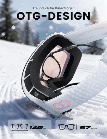 Ламмікал - снігові окуляри для жінок та чоловіків, захист від запотівання, дзеркальні, для носіїв окулярів, UV400, захист від відблисків, білий каркас, рожевий колір (VLT: 28%)