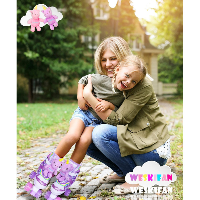 Дитячі ролики Kinder Einhorn для дівчаток, 4 розміри, регульовані, з підсвічуванням, для початківців, фіолетові