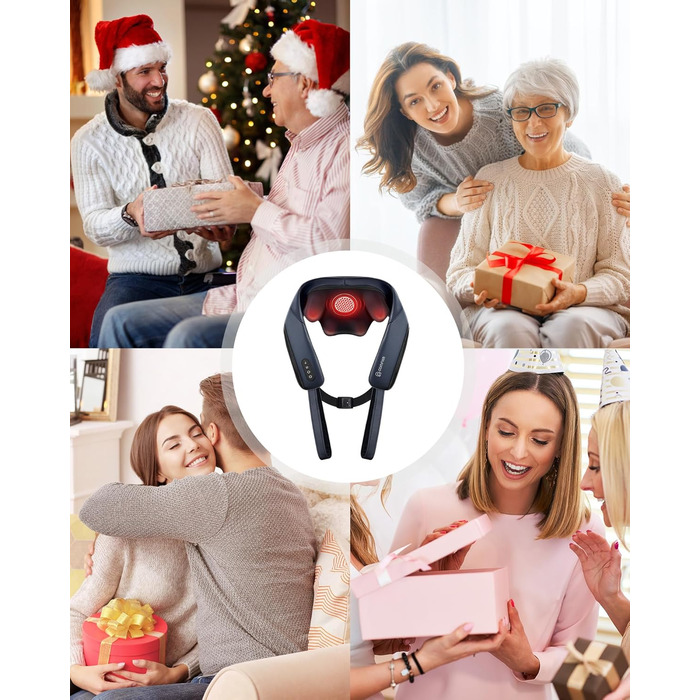 Масажер для шиї та плечей Comfier 2026 з графеновим підігрівом, 4D Shiatsu, бездротовий, для глибокого масажу шиї, плечей та спини, подарунок для жінок та чоловіків, темно-синій