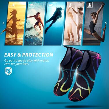 SIMARI Водні черевики для жінок та чоловіків, швидковисихаючі, шкарпетки для плавання, пляжні черевики, спортивні аквашузи SWS001, чорний, 46/47 EU