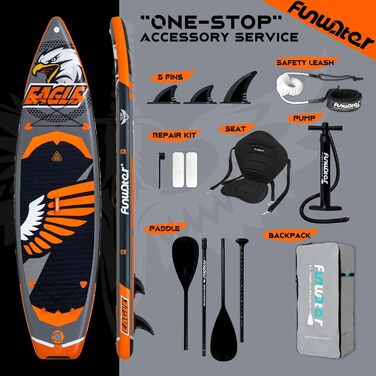 Надувний SUP-борд FunWater 11'10'6: комплект з аксесуарами для дорослих, для всіх рівнів підготовки