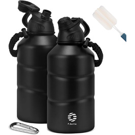 Термофляга FJbottle з нержавіючої сталі 1.9L з магнітною кришкою, без BPA, подвійні стінки, витримує нагрівання, для спорту, універу, кемпінгу, відпочинку на природі, чорна. 1900 мл