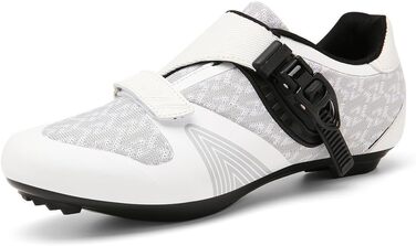 Велосипедні шкарпетки для їзди на велосипеді: чоловічі та жіночі, для шосе та MTB, з жорсткою підошвою, сумісні з Look SPD/SPD-SL, унісекс, для зовнішнього використання з пряжкою (38 EU, білий)