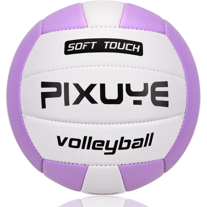 Волейбольні м'ячі PIXUYE, розмір 5, м'які для пляжу, дітей та дорослих, для ігор та тренувань у залі та на вулиці, фіолетово-білі