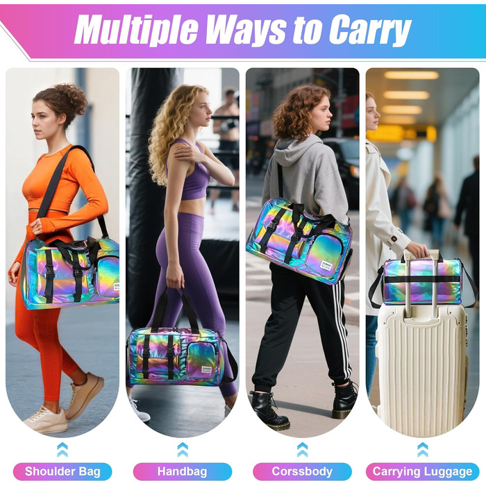 Спортивна сумка Tokeya для жінок: водонепроникна, з відділенням для взуття та мокрою білизною. Легка, складна, ідеальна для занять спортом, фітнесом, подорожами (Чорний)