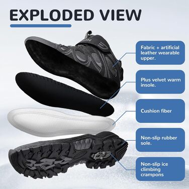 Дитячі зимові черевики ASHION для хлопчиків та дівчаток, утеплені, трекінгові, чорні, 39 EU