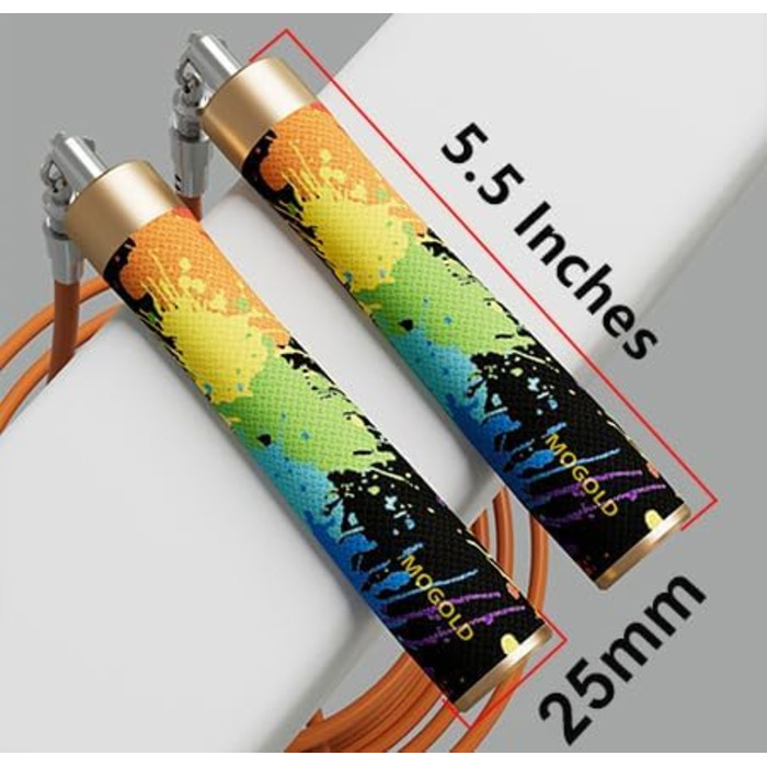 Скакалка для фітнесу Profi Gewichtsspringseil – регульована скакалка з 3 тросами (1/5LB, 1/4LB, 1/2LB), з ручками з шкіри та збільшенням ваги для спалювання жиру, для домашнього фітнесу, боксу T64 Graffiti