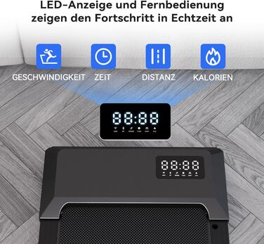 Бігова доріжка MJWW Walking Pad з APP-керуванням, для дому, підтримка AI-тренувань, багатокористувацькі забіги, до 159 кг, чорна, 90 см, сумісна з high-tech пристроями