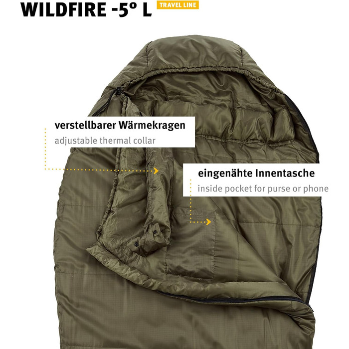 Сплячий мішок Wechsel Mumienschlafsack Wildfire -5°C для кемпінгу, 4 сезони, зимовий, L