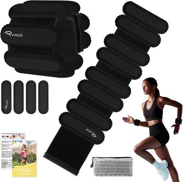 Набір обтяжників для зап'ястя та кісточок RYACO, 2 шт (2x0,5KG), регульовані манжети, для рук, ніг, ходьби, бігу, йоги, пілатесу, аеробіки (чорний)