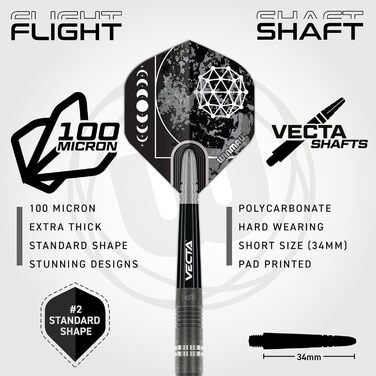 Професійний дартс-набір WINMAU Callisto 90% вольфрам, сталевий наконечник, 3 комплектації, ваги 22-26 г, з оперенням та стрижнями