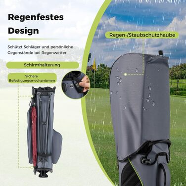 Стенд-сумка для гольфу COSTWAY з 8 відділеннями та водонепроникним чохлом, легка сумка для гольфу з 5 кишенями та підставкою, сумка-пенал, портативна для чоловіків та жінок, сірого кольору