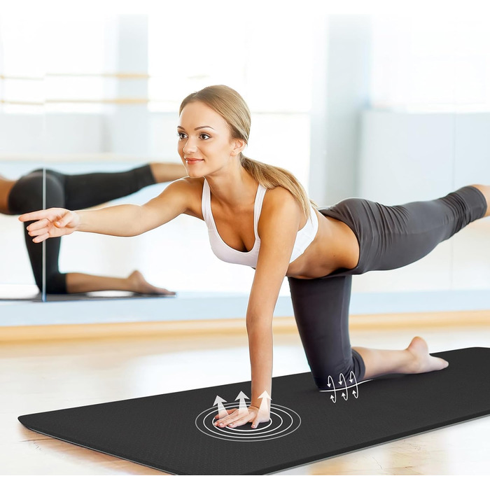 Килимок для йоги Marjar з неслизьким покриттям, фітнес-килимок для занять спортом, 183 x 61 x 0.6-1 см (сірий)